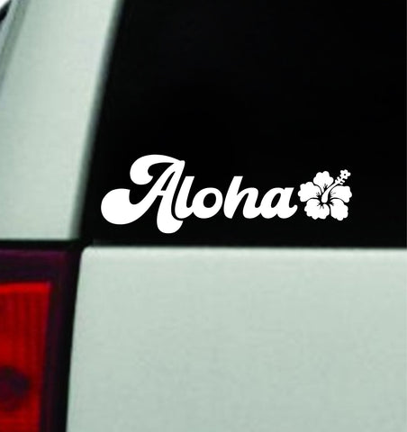 Aloha Hibiscus Flowers Car Decal Truck Window Windshield Mirror JDM Bumper Sticker Vinyl Quote Men Girls Hawaii