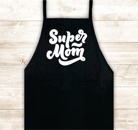 Super Mom Apron Kitchen Cook Grill Bake BBQ Barbeque Chef Men Women Mom Dad Family Food Gift Funny