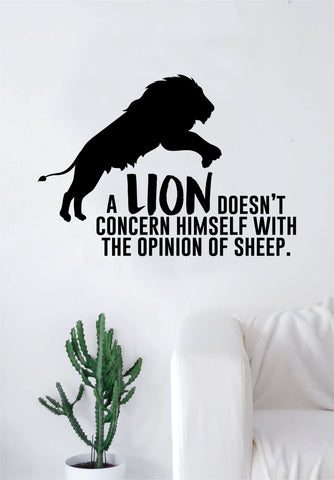 A Lion Doesn't Concern Himself Opinion Sheep Quote Wall Decal Sticker Room Bedroom Art Vinyl Inspirational Decor Motivational Inspirational Animal Gym Fitness