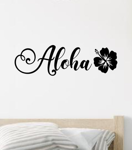 Aloha Hibiscus Flower Wall Decal Sticker Vinyl Art Home Decor Bedroom Sports Quote Boy Girl Teen Baby Nursery Surf Ocean Beach Good Vibes Men Dad Tropical Vibes