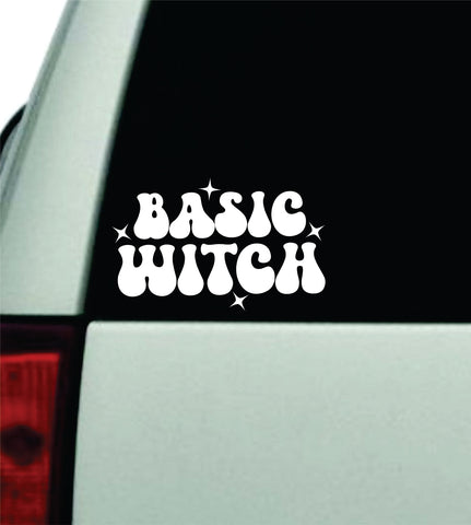 Basic Witch Car Decal Truck Window Windshield Rearview JDM Bumper Sticker Vinyl Quote Boy Girls Cute Mom Funny Halloween Aesthetic Vibes