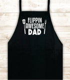 Flippin Awesome Dad Apron Heat Press Vinyl Bbq Barbeque Cook Grill Chef Bake Food Funny Gift Men Kitchen