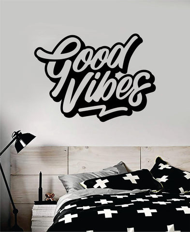 Good Vibes V5 Quote Wall Decal Sticker Bedroom Room Art Vinyl Inspirational Motivational Kids Teen Baby Nursery Playroom School Happy Positive