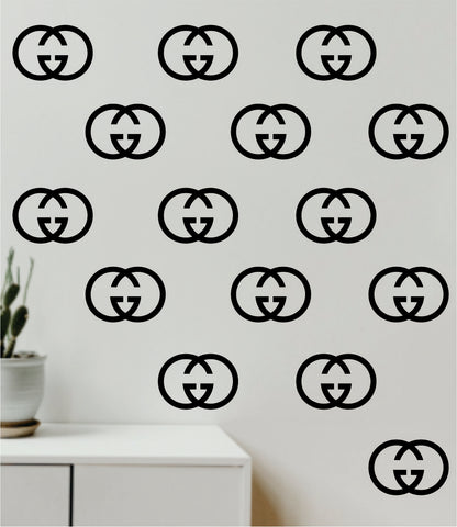 Gucci Logo Pattern Set of 20 Wall Decal Home Decor Bedroom Room Vinyl Sticker Art Quote Designer Brand Luxury Girls Cute Expensive