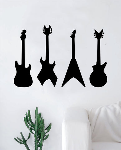 Guitar Silhouettes V2 Wall Decal Sticker Bedroom Room Art Vinyl Home Decor Music Teen Kids Electric Acoustic Rock