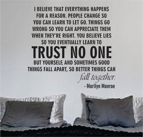 Marilyn Monroe Trust No One Quote Decal Sticker Wall Vinyl Decor Art - boop decals - vinyl decal - vinyl sticker - decals - stickers - wall decal - vinyl stickers - vinyl decals