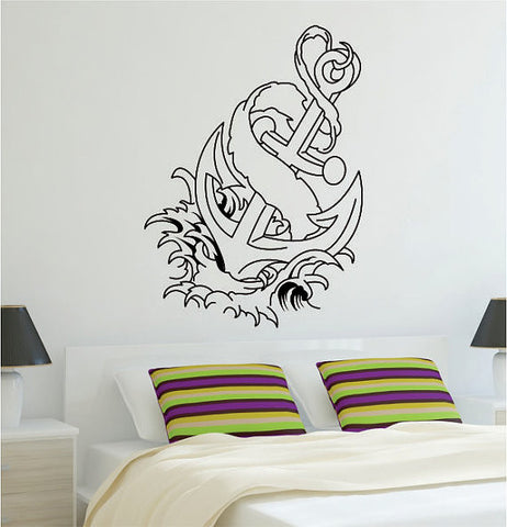 Anchor Wave Version 2 Nautical Ocean Beach Decal Sticker Wall Vinyl Art Decor - boop decals - vinyl decal - vinyl sticker - decals - stickers - wall decal - vinyl stickers - vinyl decals