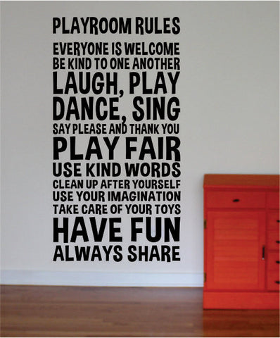 Playroom Rules Nursery Kids Children Quote Decal Sticker Wall Vinyl Decor Art