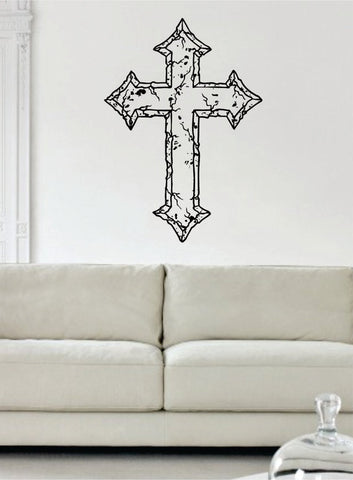 Cracked Cross Religious Decal Sticker Wall Vinyl Art Home Room Decor - boop decals - vinyl decal - vinyl sticker - decals - stickers - wall decal - vinyl stickers - vinyl decals