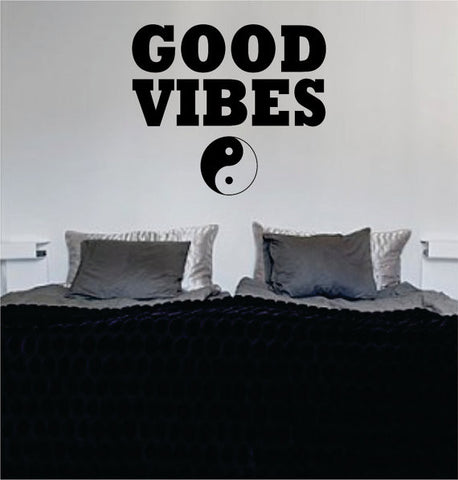 Good Vibes Yin Yang Version 4 Design Quote Decal Sticker Wall Vinyl - boop decals - vinyl decal - vinyl sticker - decals - stickers - wall decal - vinyl stickers - vinyl decals