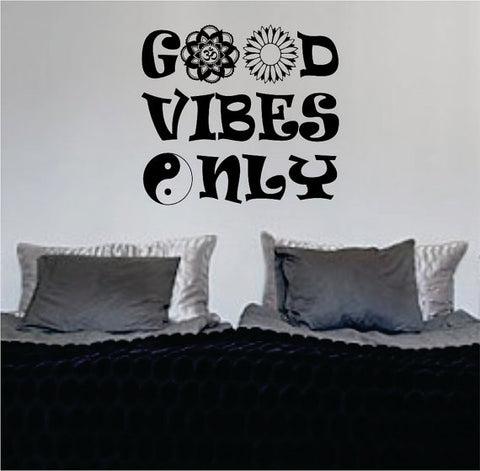 Good Vibes Mandala Flower Version 6 Design Quote Decal Sticker Wall Vinyl - boop decals - vinyl decal - vinyl sticker - decals - stickers - wall decal - vinyl stickers - vinyl decals