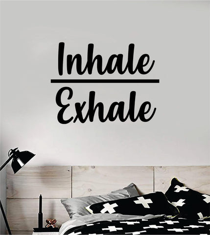 Inhale Exhale v2 Quote Decal Sticker Wall Vinyl Art Decor Room Teen Kids Namaste Yoga Om Meditate Zen Buddha Relax Breathe