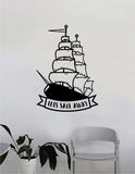 Let's Sail Away Boat Wall Decal Decor Decoration Sticker Vinyl Art Bedroom Room Nautical Adventure Travel Inspirational Quote Sailboat Ocean Sea Beach