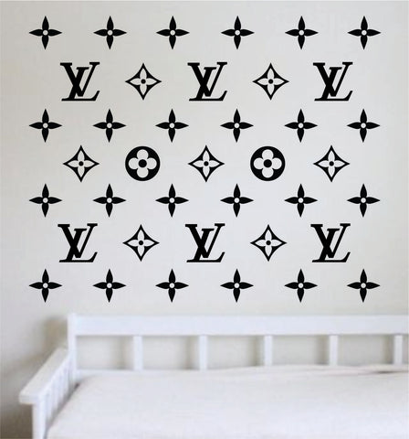 Louis Vuitton Logo Pattern V4 Wall Decal Home Decor Bedroom Room Vinyl Sticker Art Quote Designer Brand Luxury Girls Cute Expensive LV