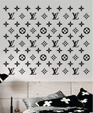 Louis Vuitton Logo Pattern Wall Decal Home Decor Bedroom Room Vinyl Sticker Art Quote Designer Brand Luxury Girls Cute Expensive LV