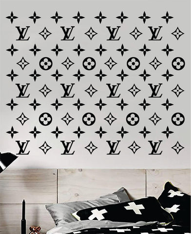 Louis Vuitton Logo Pattern Wall Decal Home Decor Bedroom Room Vinyl Sticker Art Quote Designer Brand Luxury Girls Cute Expensive LV