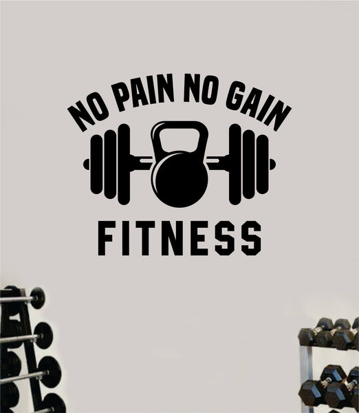 No Pain No Gain Fitness Gym Wall Decal Home Decor Bedroom Room Vinyl S ...