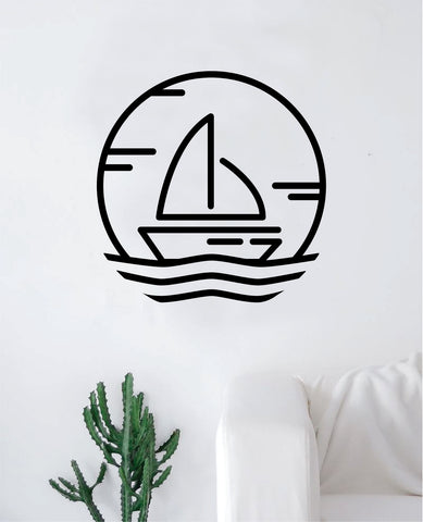 Sailboat V2 Wall Decal Sticker Vinyl Art Bedroom Living Room Decor Decoration Teen Quote Inspirational Boy Girl Sail Boat River Lake Ocean Beach Sea Nautical