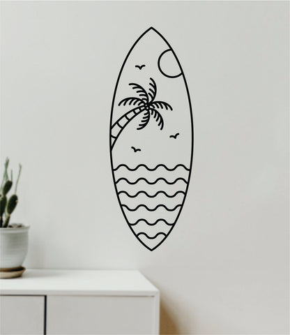 Surfboard Beach Adventure Wall Decal Home Decor Sticker Art Vinyl Bedroom Boys Girls Teen Baby Nursery Surf Sports Ocean Palm Trees