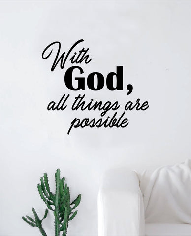 With God v2 Quote Wall Decal Sticker Bedroom Room Art Vinyl Home Decor Inspirational Religious Jesus Love