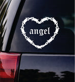 Angel Barb Wire Heart Car Decal Bumper Sticker Truck Mirror Window Windshield Girls Emo Goth Blegh