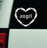Angel Barb Wire Heart Car Decal Bumper Sticker Truck Mirror Window Windshield Girls Emo Goth Blegh
