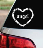 Angel Barb Wire Heart Car Decal Bumper Sticker Truck Mirror Window Windshield Girls Emo Goth Blegh