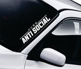 Anti Social V2 Car Decal Truck Window Windshield Banner JDM Sticker Vinyl Quote Men Meets Club