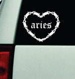 Aries Barb Wire Heart Car Decal Bumper Sticker Truck Mirror Window Windshield Girls Zodiac Horoscope Emo Goth Blegh