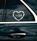 Aries Barb Wire Heart Car Decal Bumper Sticker Truck Mirror Window Windshield Girls Zodiac Horoscope Emo Goth Blegh