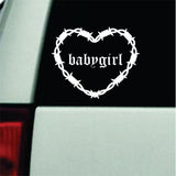 Babygirl Barb Wire Heart Car Decal Bumper Sticker Truck Mirror Window Windshield Girls Emo Goth Blegh