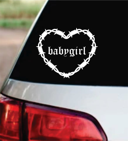 Babygirl Barb Wire Heart Car Decal Bumper Sticker Truck Mirror Window Windshield Girls Emo Goth Blegh