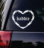 Baddie Barb Wire Heart Car Decal Bumper Sticker Truck Mirror Window Windshield Girls Emo Goth Blegh