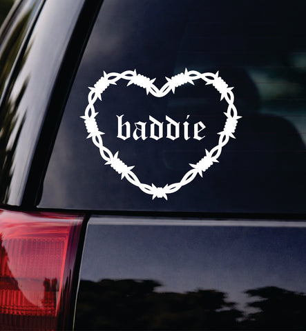 Baddie Barb Wire Heart Car Decal Bumper Sticker Truck Mirror Window Windshield Girls Emo Goth Blegh