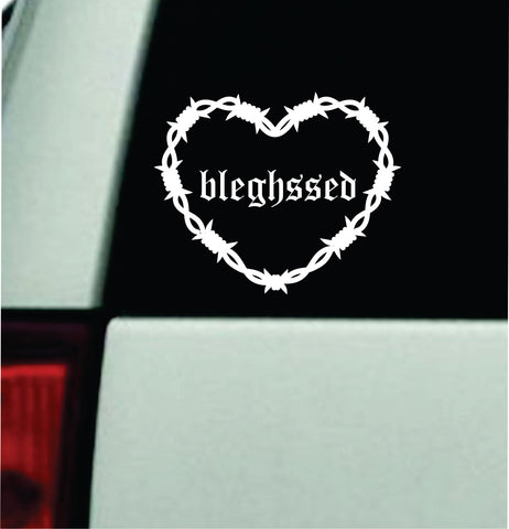 Bleghssed Barb Wire Heart Car Decal Bumper Sticker Truck Mirror Window Windshield Girls Emo Goth Blegh Hardcore Metal