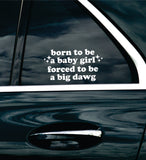 Born To Be A Baby Girl Forced To Be A Big Dawg Car Decal Bumper Sticker Truck Mirror Window Windshield Girls Cute Funny Meme