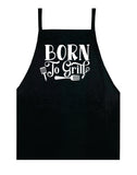 Born To Grill V2 Apron Kitchen Bbq Barbeque Cook Grill Chef Bake Food Funny Gift Men Girls Mom Dad Gift