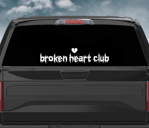 Broken Heart Club V2 Car Decal Truck Window Windshield JDM Sticker Vinyl Quote Drift Men Automobile Street Racing Sadboyz