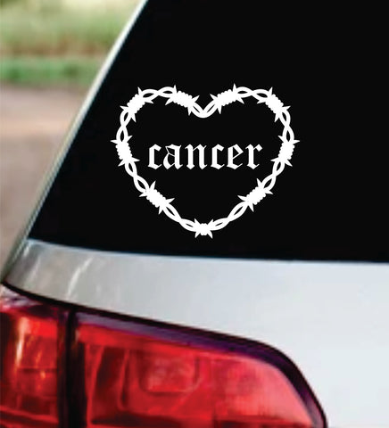 Cancer Barb Wire Heart Car Decal Bumper Sticker Truck Mirror Window Windshield Girls Zodiac Horoscope Emo Goth Blegh