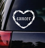 Cancer Barb Wire Heart Car Decal Bumper Sticker Truck Mirror Window Windshield Girls Zodiac Horoscope Emo Goth Blegh