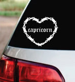 Capricorn Barb Wire Heart Car Decal Bumper Sticker Truck Mirror Window Windshield Girls Zodiac Horoscope Emo Goth Blegh