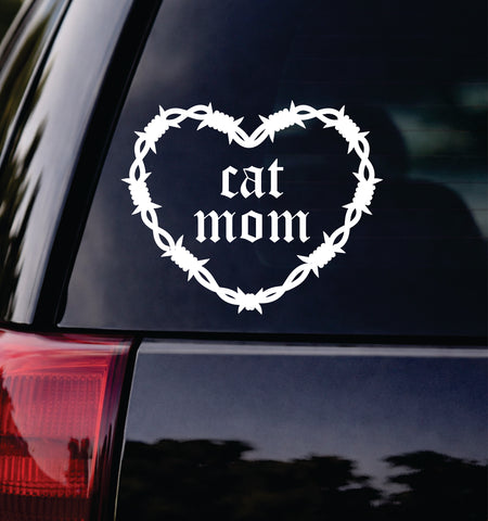 Cat Mom Barb Wire Heart Car Decal Bumper Sticker Truck Mirror Window Windshield Girls Emo Goth Blegh