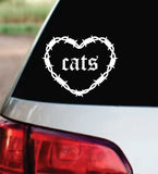 Cats Barb Wire Heart Car Decal Bumper Sticker Truck Mirror Window Windshield Girls Emo Goth Blegh