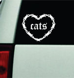 Cats Barb Wire Heart Car Decal Bumper Sticker Truck Mirror Window Windshield Girls Emo Goth Blegh