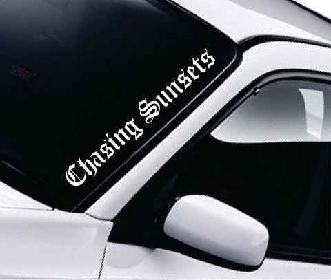 Chasing Sunsets Car Decal Truck Window Windshield Banner JDM Sticker Vinyl