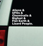 Conspiracy Theories Car Decal Truck Mirror Window Windshield Bumper Sticker Men Girls Funny Meme Alien Ufo Sasquatch
