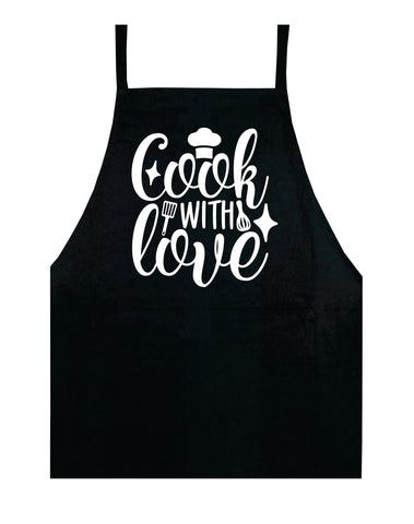 Cook With Love V2 Apron Bbq Barbeque Cook Grill Chef Bake Food Funny Gift Men Girls Mom Dad Gift