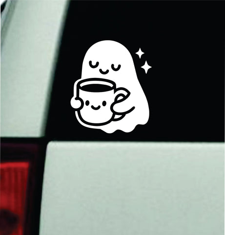 Cute Ghost Coffee Car Decal Truck Mirror Window Windshield Bumper Sticker Men Girls Funny Meme Cartoon