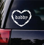 Daddy Barb Wire Heart Car Decal Bumper Sticker Truck Mirror Window Windshield Girls Emo Goth Blegh