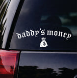 Daddy's Money Bag Car Decal Bumper Sticker Truck Mirror Window Windshield Men JDM